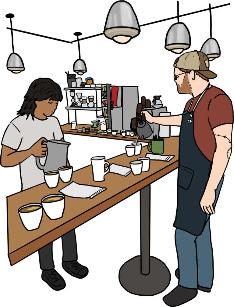 Java History - Andy and Maca in the Roastery Cupping Lab