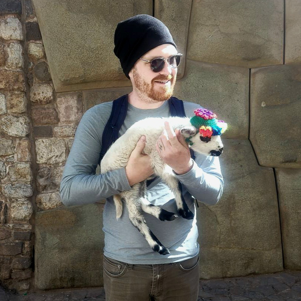 Andy with baby goat